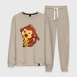 Костюм хлопковый мужской Monkey banana, цвет: миндальный
