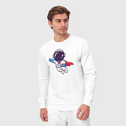 Костюм хлопковый мужской Супер космонавт, цвет: белый — фото 2