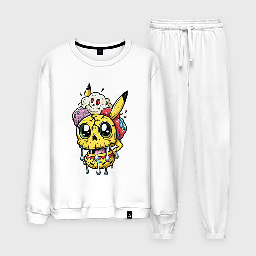 Мужской костюм Пикачу треснутый зомби / Белый – фото 1