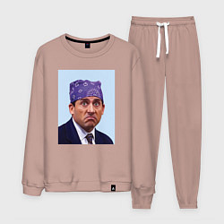 Костюм хлопковый мужской Michael Scott - Prison mike the office meme, цвет: пыльно-розовый