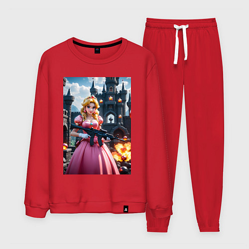 Мужской костюм Принцесса Пич с автоматом / Красный – фото 1