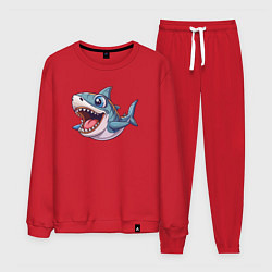 Костюм хлопковый мужской Позитивная акула, цвет: красный