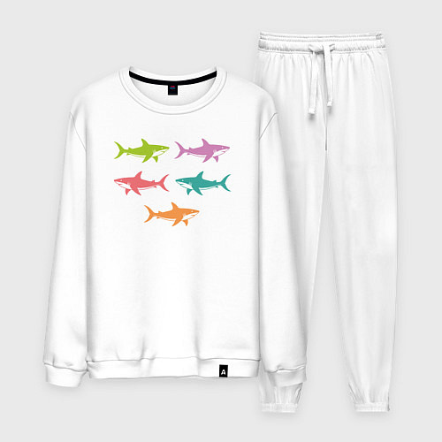 Мужской костюм Акулы в стиле поп-арт / Белый – фото 1