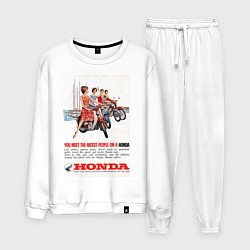 Костюм хлопковый мужской Honda мотоцикл, цвет: белый