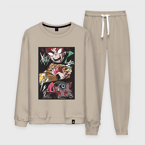 Мужской костюм Тандзиро Зеницу Инозука манга Клинок рассекающий д / Миндальный – фото 1