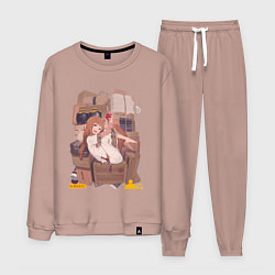 Костюм хлопковый мужской Волчица и пряности Холо арт, цвет: пыльно-розовый