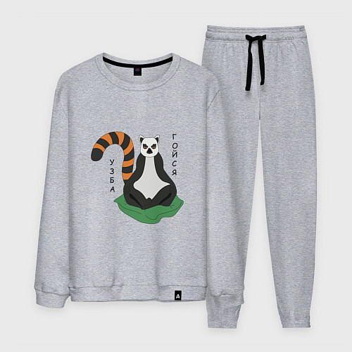 Мужской костюм Узбагойся лемур мадагаскарский и надпись / Меланж – фото 1