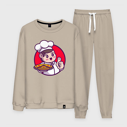 Мужской костюм Повар и пицца / Миндальный – фото 1