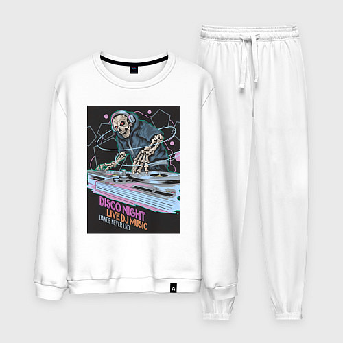 Мужской костюм Диджей скелет в наушниках / Белый – фото 1