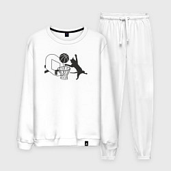 Костюм хлопковый мужской Баскетбольный кот, цвет: белый