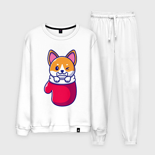 Мужской костюм Собачка в варежке / Белый – фото 1