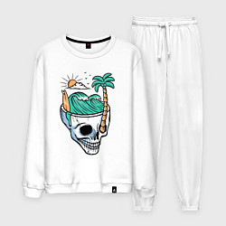 Костюм хлопковый мужской Skull and summer, цвет: белый