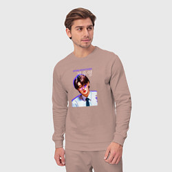 Костюм хлопковый мужской Jeong Wooyoung Ateez, цвет: пыльно-розовый — фото 2