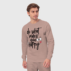 Костюм хлопковый мужской Do what makes you happy, цвет: пыльно-розовый — фото 2