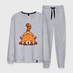 Костюм хлопковый мужской Cute red panda, цвет: меланж