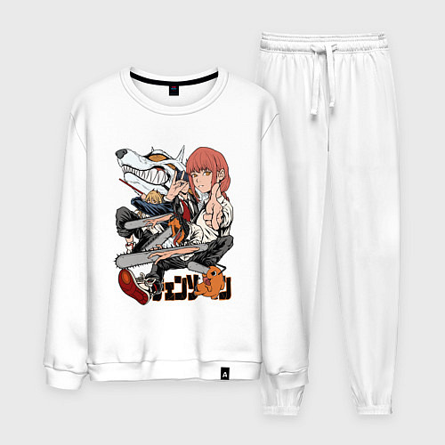 Мужской костюм Человек-бензопила Макима Аки Пауэр Денджи Почита Л / Белый – фото 1