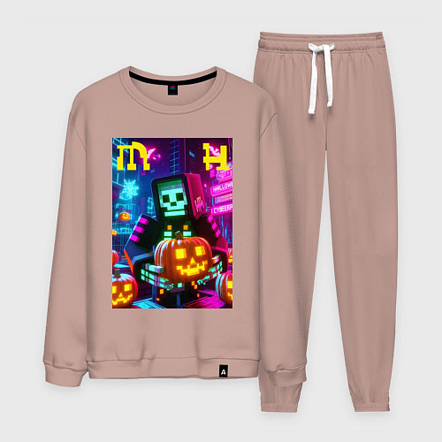 Мужской костюм Minecraft and halloween collaboration - ai art / Пыльно-розовый – фото 1