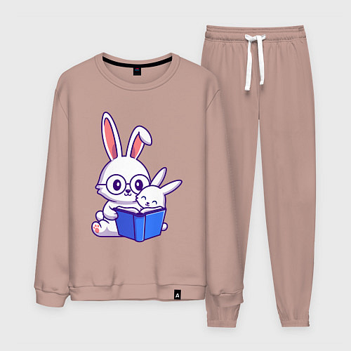 Мужской костюм Кролики с книжкой / Пыльно-розовый – фото 1