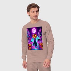 Костюм хлопковый мужской Neon halloween and Minecraft - collaboration, цвет: пыльно-розовый — фото 2