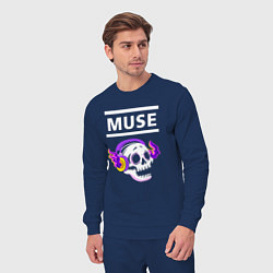 Костюм хлопковый мужской Muse - неоновый череп, цвет: тёмно-синий — фото 2