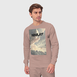 Костюм хлопковый мужской Nikolay облака, цвет: пыльно-розовый — фото 2