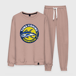 Костюм хлопковый мужской Рыбалка на тунца, цвет: пыльно-розовый