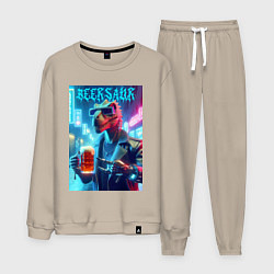 Костюм хлопковый мужской Cyber cool dude Dino - ai art fantasy, цвет: миндальный