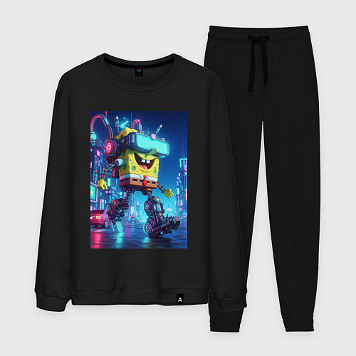 Мужской костюм Cyber Sponge Bob - neon glow fantasy / Черный – фото 1