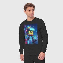 Костюм хлопковый мужской Cyber Sponge Bob - neon glow fantasy, цвет: черный — фото 2