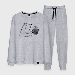 Костюм хлопковый мужской Крепкий как мой кофе, цвет: меланж