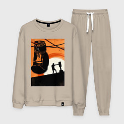 Костюм хлопковый мужской Бокс тренировка, цвет: миндальный