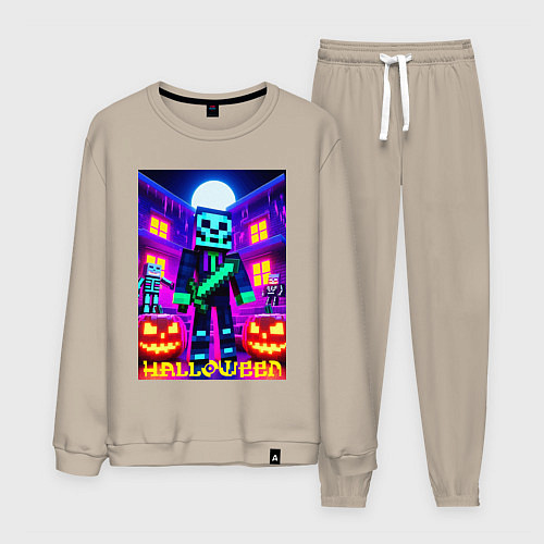 Мужской костюм Halloween and Minecraft - neon collaboration / Миндальный – фото 1