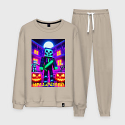 Костюм хлопковый мужской Halloween and Minecraft - neon collaboration, цвет: миндальный