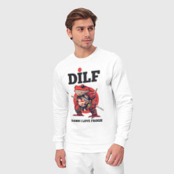 Костюм хлопковый мужской DILF damn I love frogs, цвет: белый — фото 2