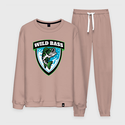 Мужской костюм Wild bass fishing / Пыльно-розовый – фото 1