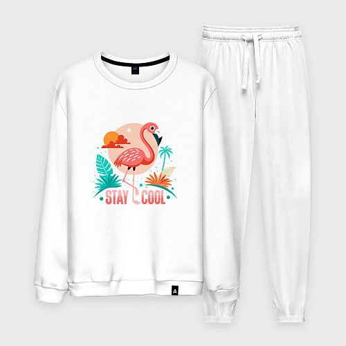 Мужской костюм Тропический фламинго / Белый – фото 1