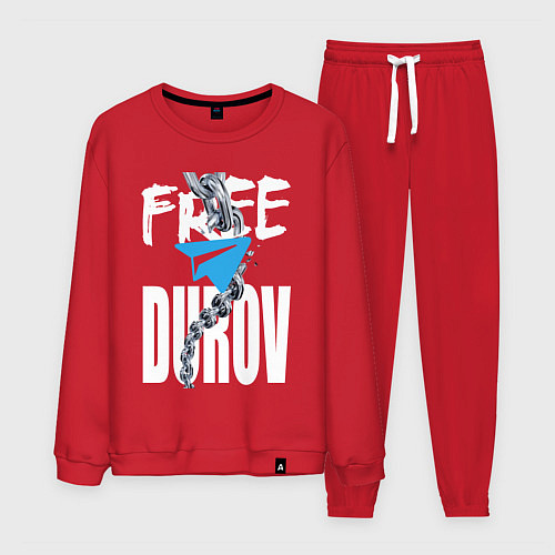 Мужской костюм Free Durov - Телеграм разрывает цепи / Красный – фото 1