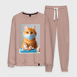 Костюм хлопковый мужской Рыжий кот хирург - нейроарт, цвет: пыльно-розовый