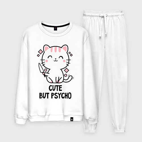 Мужской костюм Cute but psycho - cat / Белый – фото 1