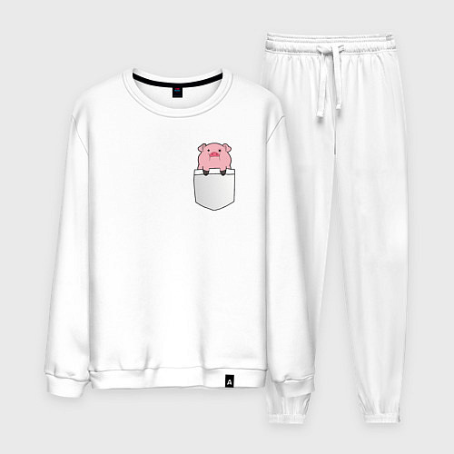 Мужской костюм Розовый поросенок в кармане / Белый – фото 1