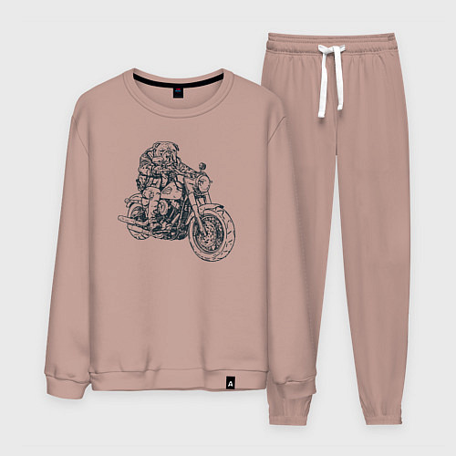 Мужской костюм Бульдог байкер / Пыльно-розовый – фото 1