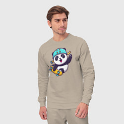 Костюм хлопковый мужской Skater panda, цвет: миндальный — фото 2