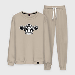 Костюм хлопковый мужской Gorilla power gym, цвет: миндальный