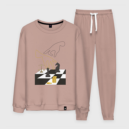 Мужской костюм Шахматная доска с фигурами / Пыльно-розовый – фото 1