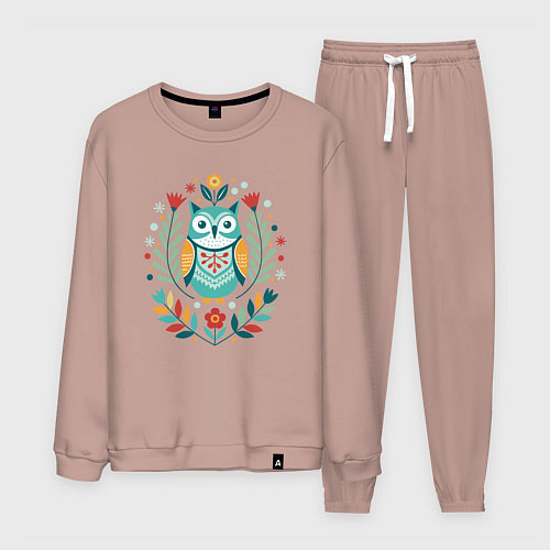 Мужской костюм Сова в скандинавском стиле / Пыльно-розовый – фото 1