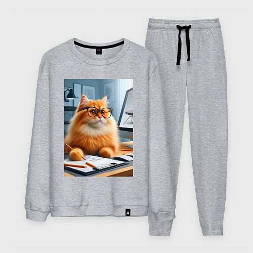 Мужской костюм Рыжий кот дизайнер - нейроарт / Меланж – фото 1