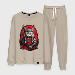 Костюм хлопковый мужской Кот викинг, цвет: миндальный