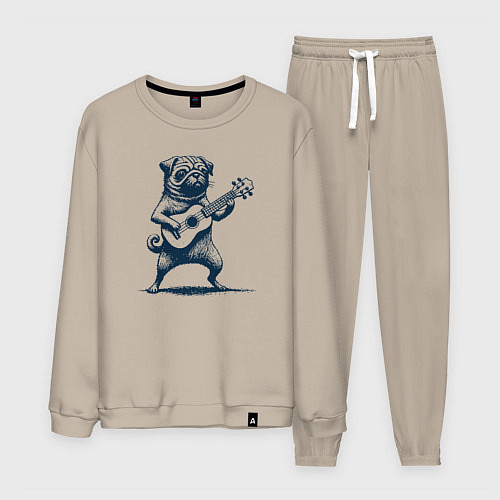Мужской костюм Мопс с гитарой укулеле / Миндальный – фото 1