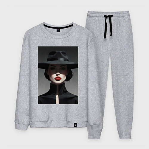 Мужской костюм Нуар алые губы / Меланж – фото 1