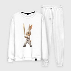 Костюм хлопковый мужской Заяц спортсмен, цвет: белый